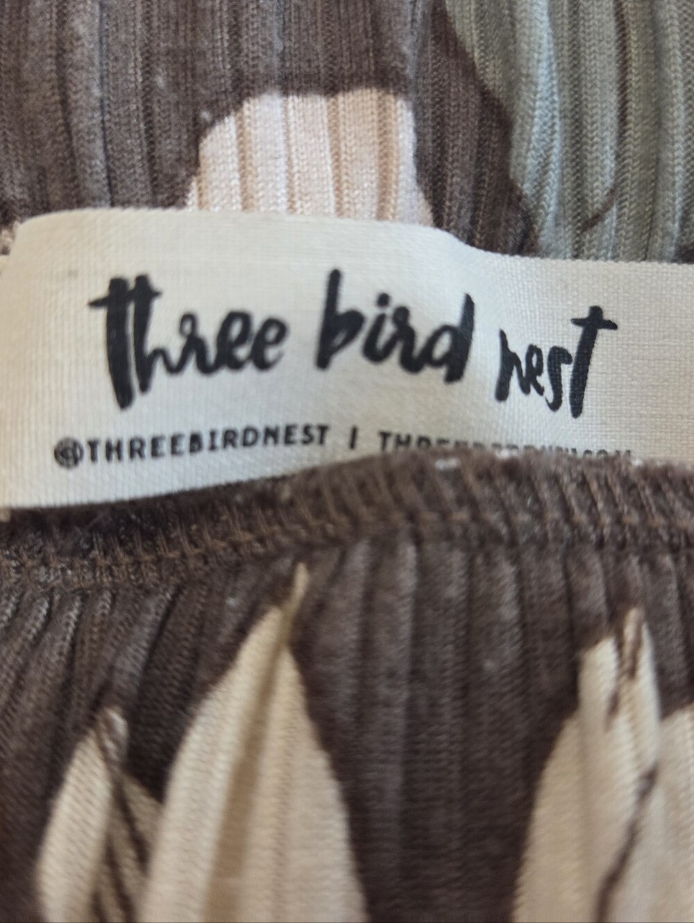 Three Bird Nest Brown Floral Wide-Leg Drawstring Pants - Picture 4 of 12